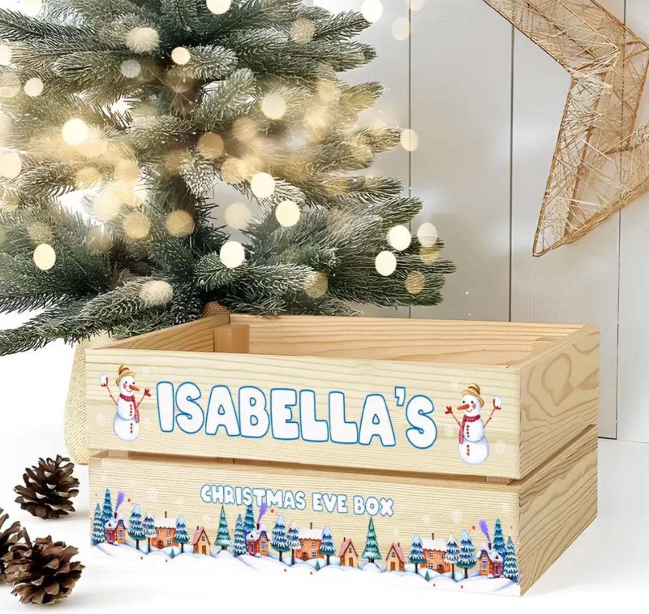 Personalised Christmas Crate Snowman Design