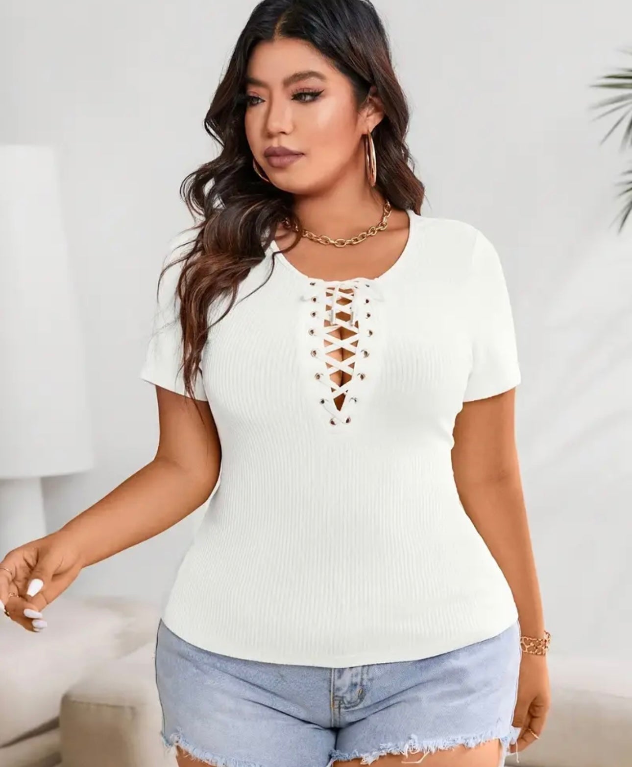 Womens Plus Size Elegant White T-Shirt