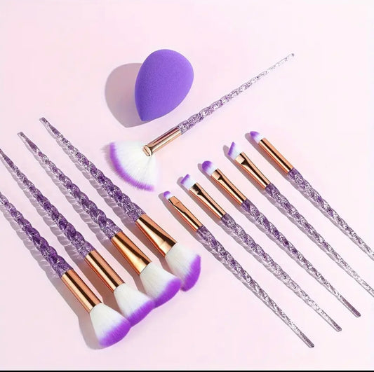 10pcs Crystal Wand Makeup Brush Set
