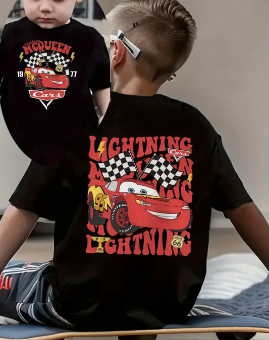 Disney Lightning McQueen Boys' Summer Short Sleeve T-Shirt