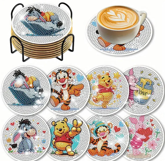 8pc Winnie the Pooh Dimond art coasters