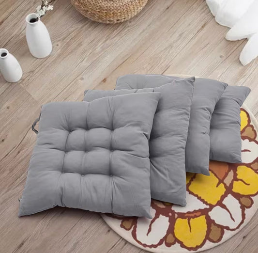 Grey 4pcs Solid Coloured Chair Cushions