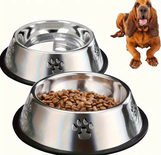 2 stainless steel pet bowls