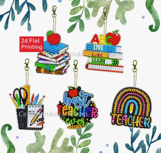 Teachers Diamond Art Keyring Set