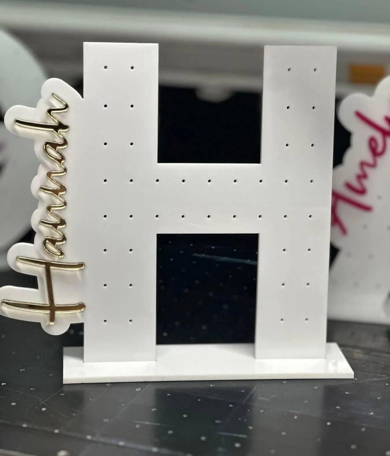 Personalised Initial Earring Holder – Custom Name Stand