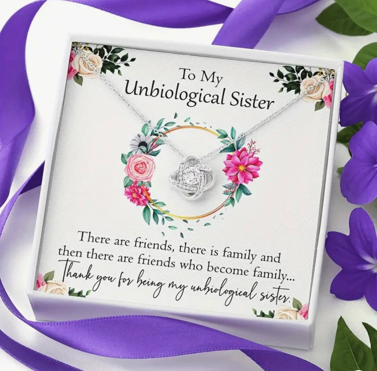 Women's Interlocking Link Knot Necklace with Heart-Shaped Synthetic Zirconia Pendant