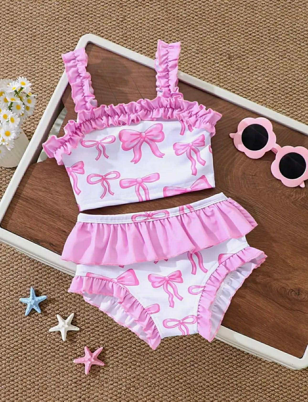 Girls 2pcs Bow Swimsuit