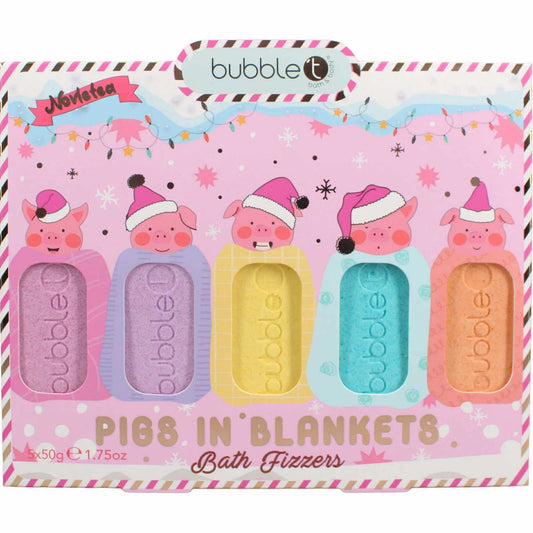 Bubble T Novletea Pigs In Blankets Bath Fizzers Gift Set 5 x 50g
