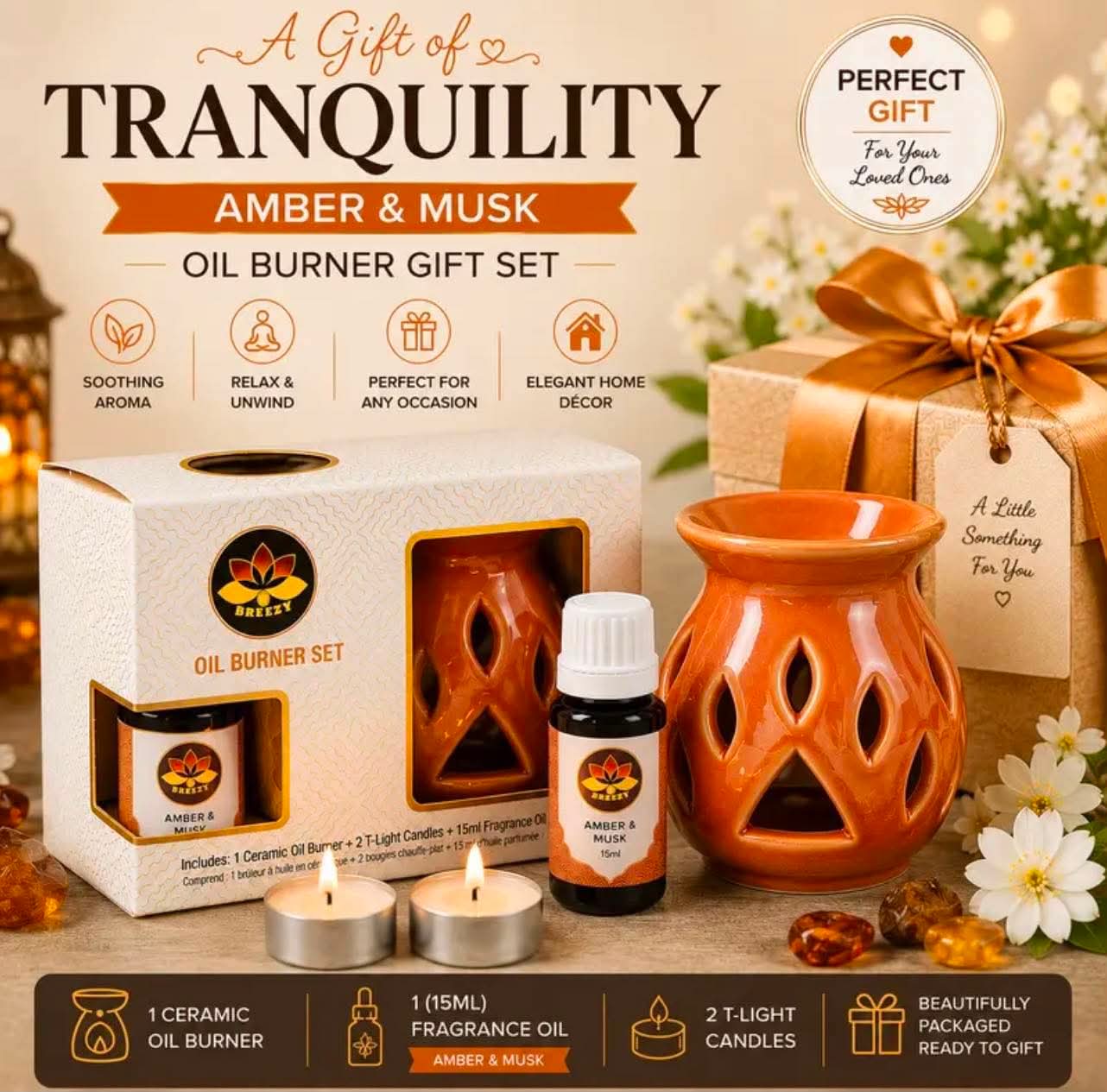 Ceramic Oil Burner Gift Set