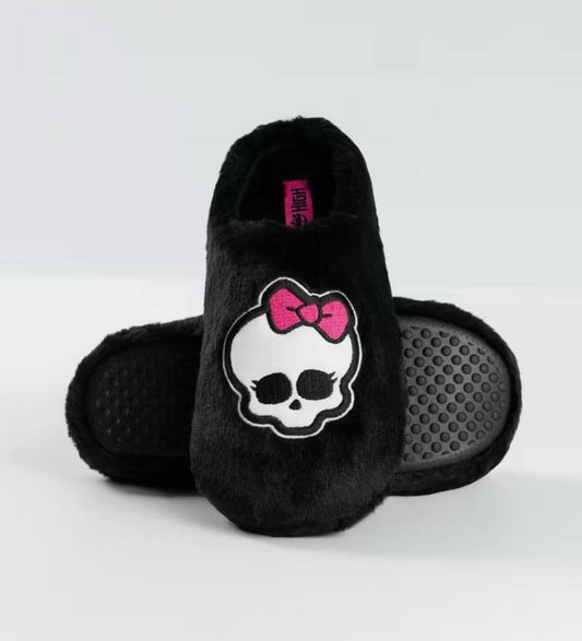 Monster High Women's Black Fluffy Mule Slippers