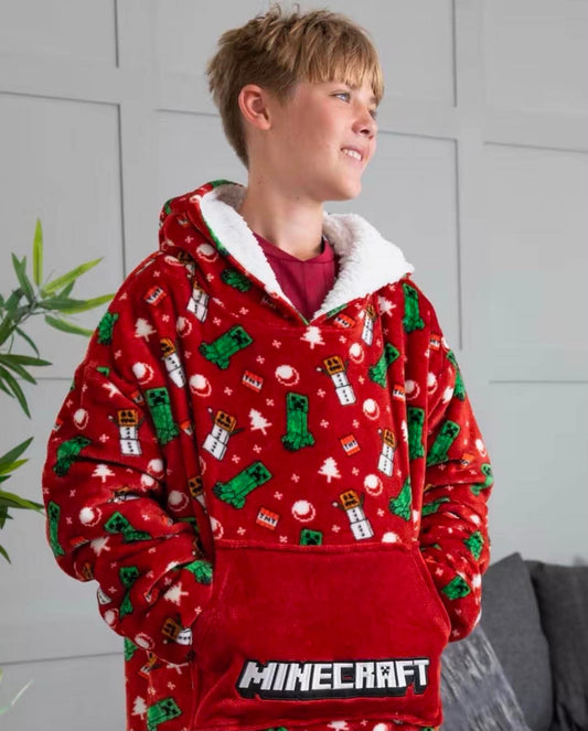 Minecraft Xmas Oversized Blanket Hoodie Kids
