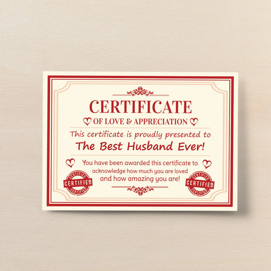 Best Husband Ever Certificate