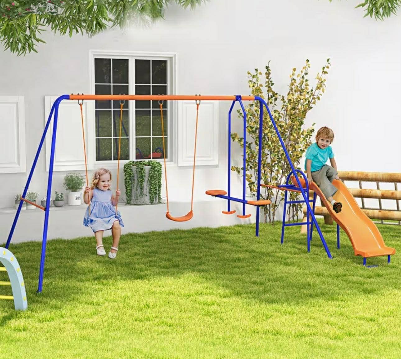 Kids 4 in 1 Metal Garden Swing Set
