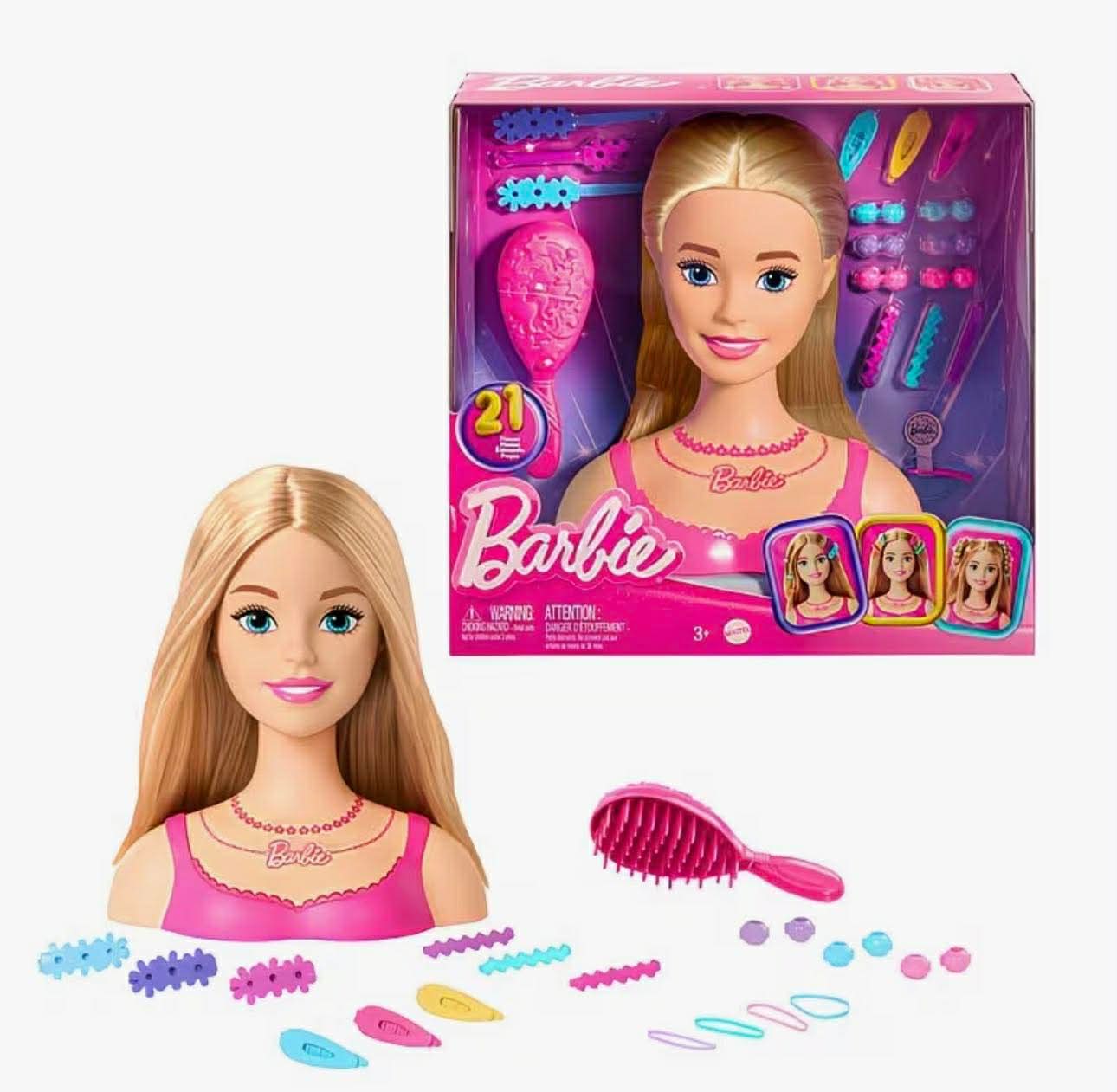 Barbie Doll Styling Head, Blond Hair with 20 Colorful Accessories