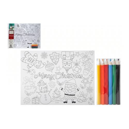 COLOUR YOUR OWN CHRISTMAS PLACEMATS WITH 6 PENCILS