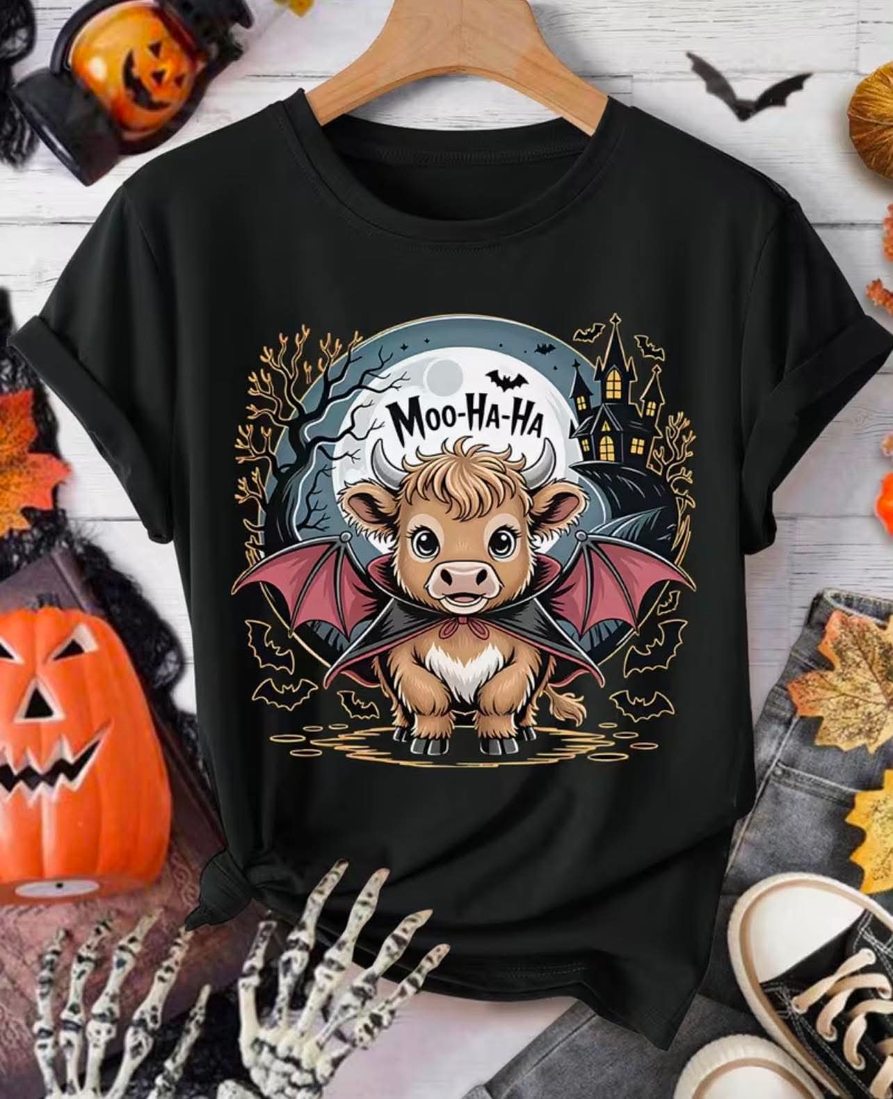 Moo Ha Ha Highland Cow Vampire Plus Size Top