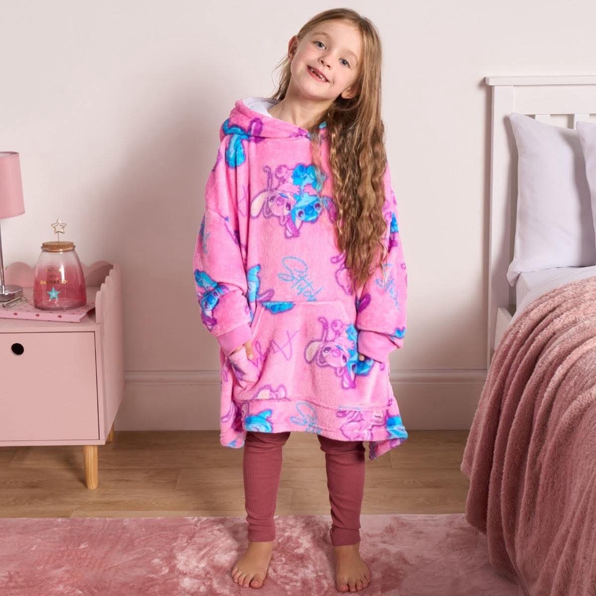 Kids Stitch & Angel Novelty Sherpa Hoodie Blanket