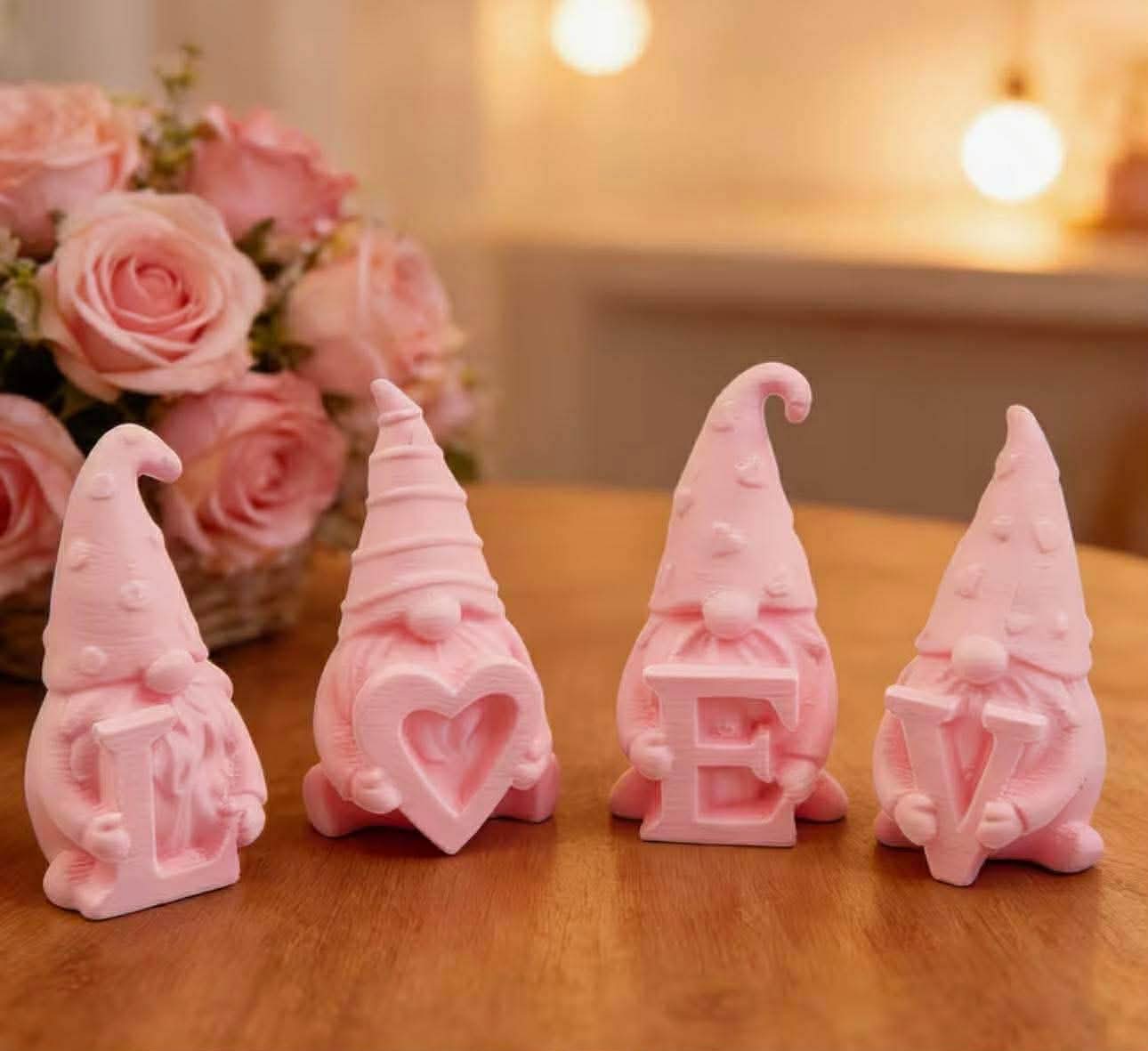 4pcs 3D Printed Gnome Set Statues Ornaments
