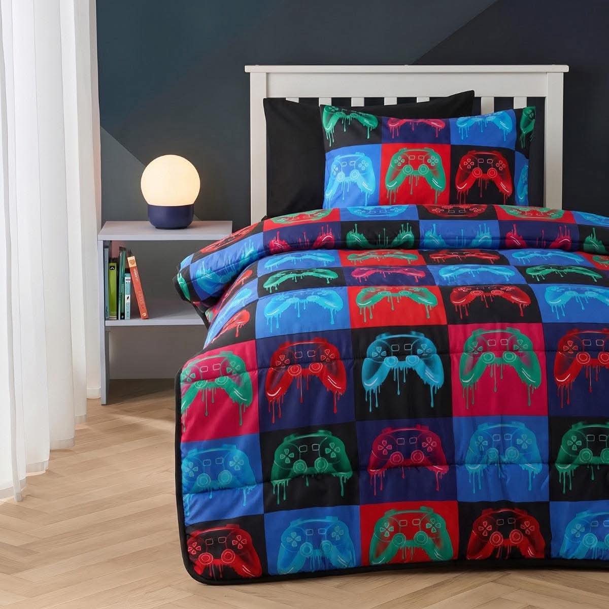 Gaming Print Coverless 10.5 Tog Duvet Set, Multi - Single / PRE-ORDER