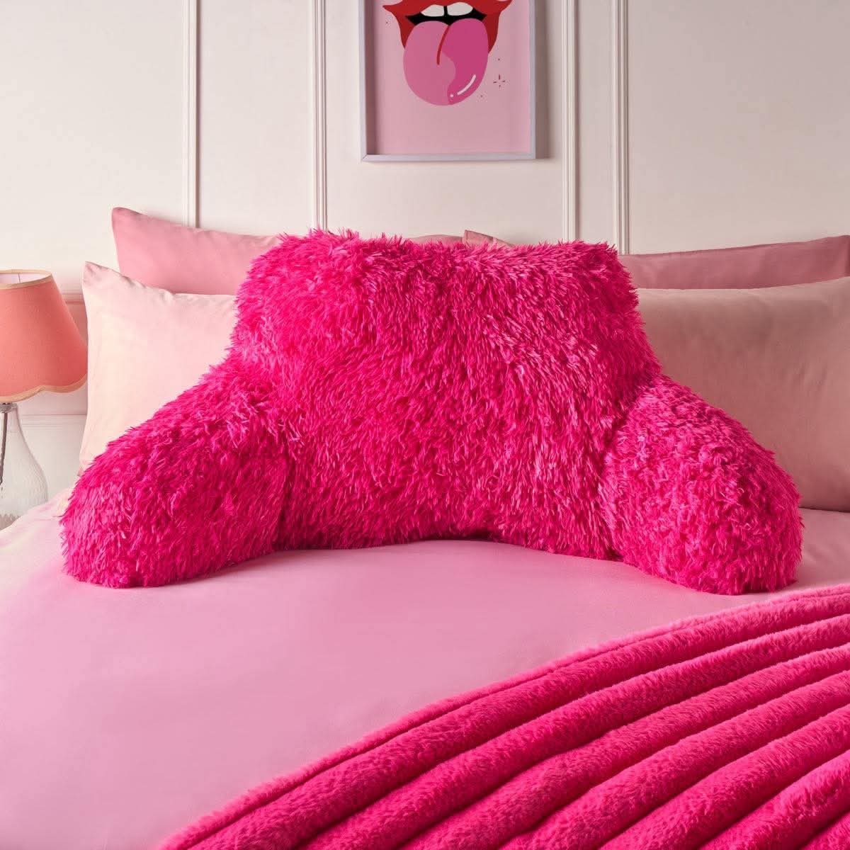 Long Hair Cuddle Cushion - Hot Pink