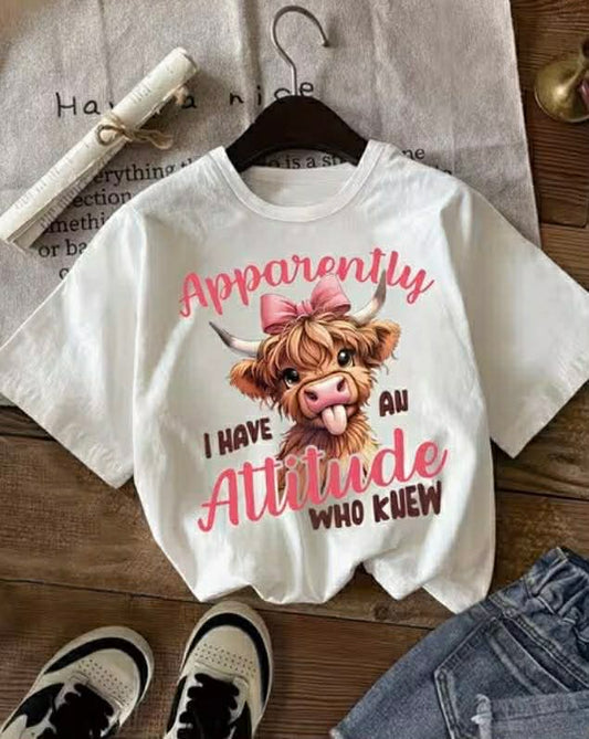 Girls I Have An Attitude Highland Cow Top