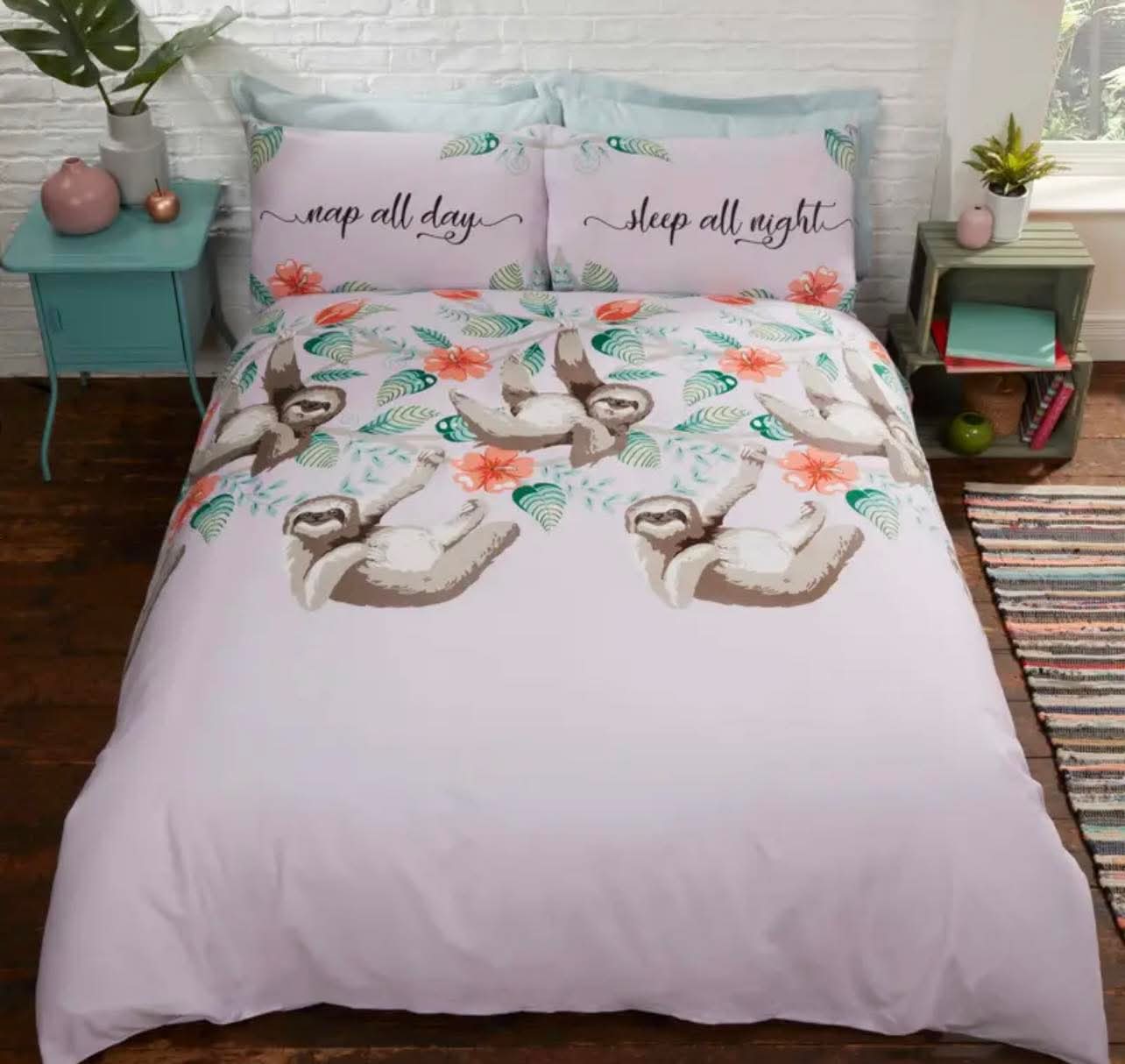 Nap All Day , Sleep All Night Sloth Duvet Set