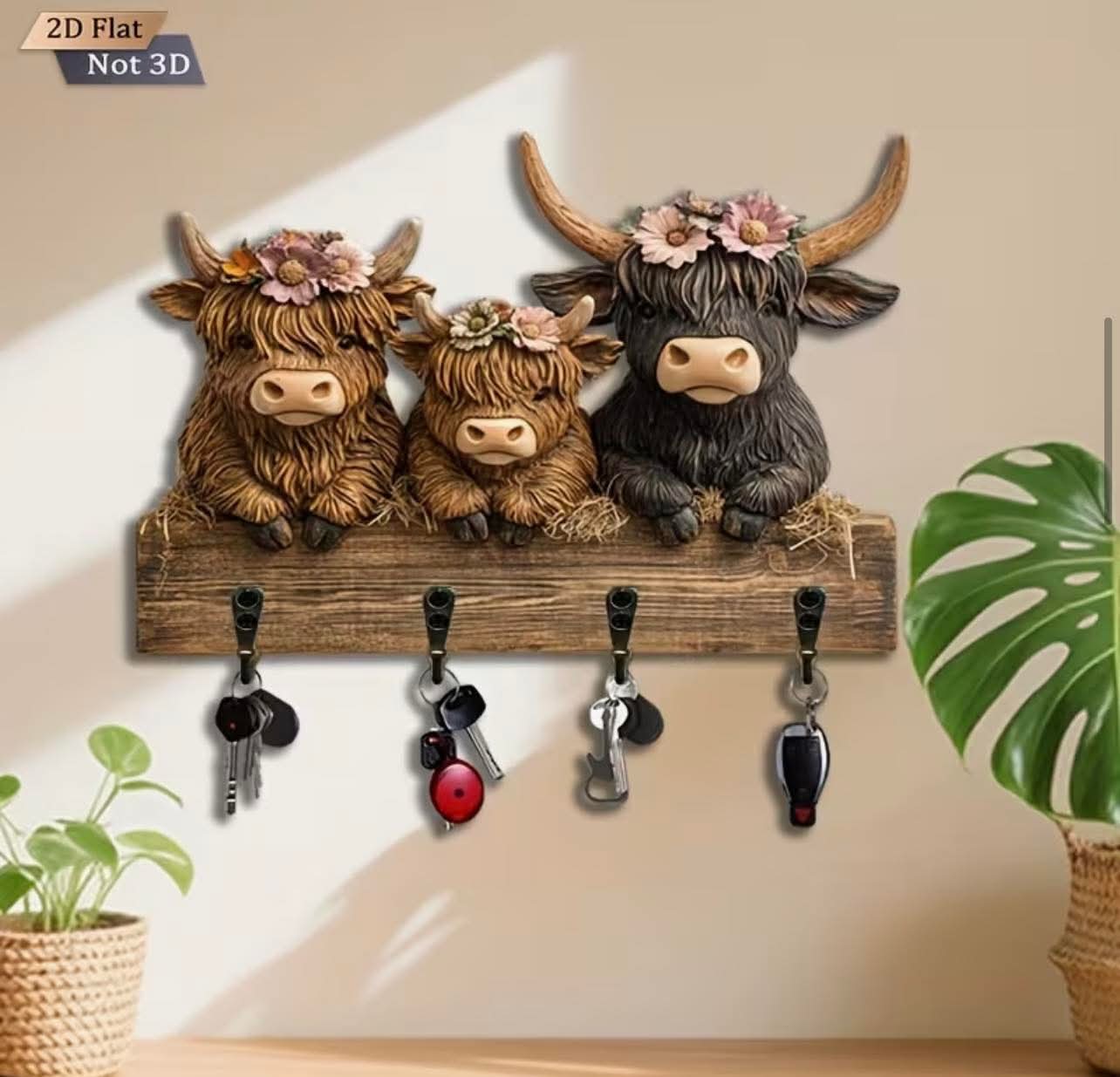 1pc Cow-Shaped Key Hook