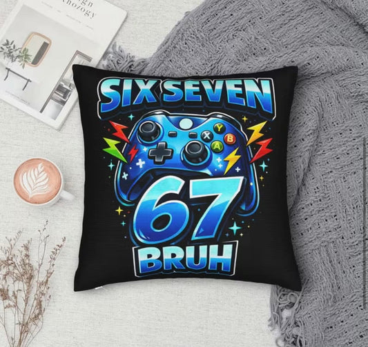 Six Seven Bruh Funny Gamer Cushion Cover
