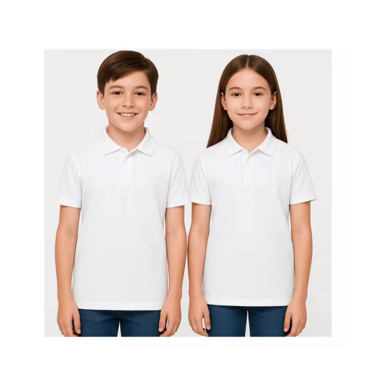 2 Pack White Polo Shirts Unisex