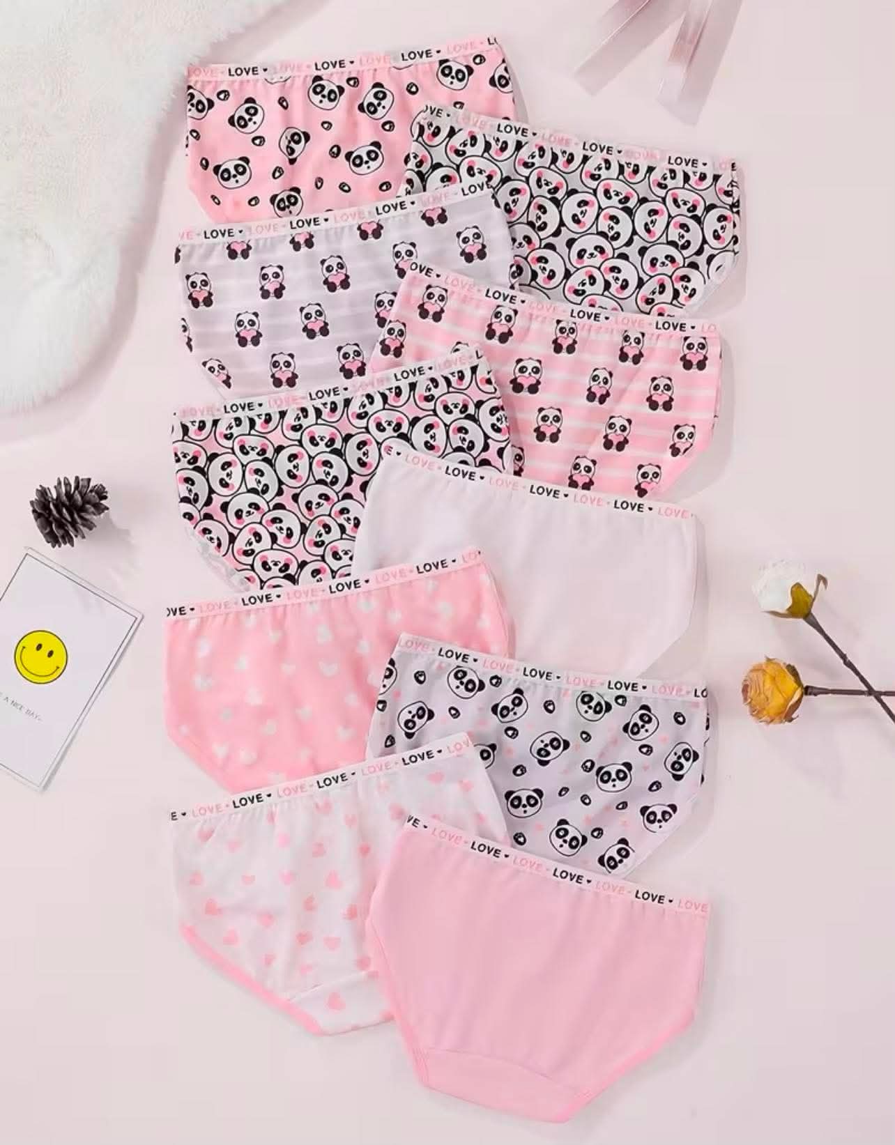 Cute Panda Girls Panties 6pcs