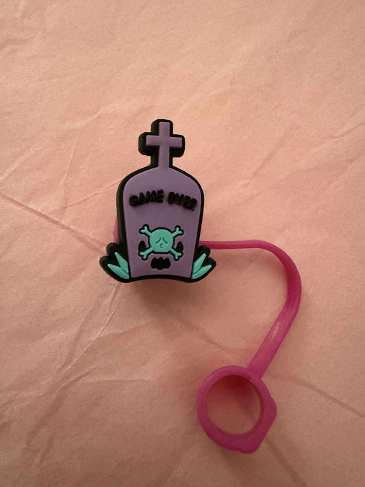 Game over straw topper