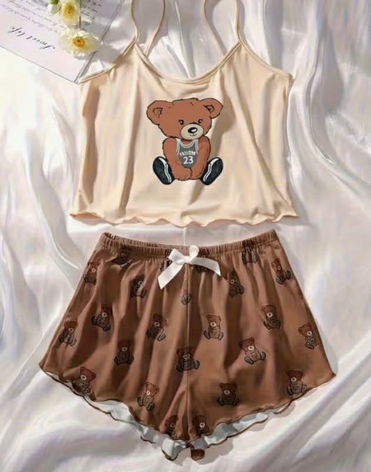 Cute Bear Print Pyjamas Set