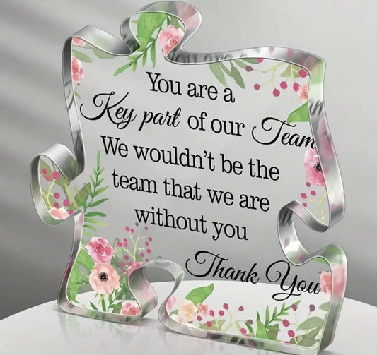 Key part of our team plaque