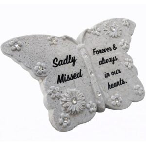 Sadly Missed Memorial Butterfly Grave Stone Tribute Ornament