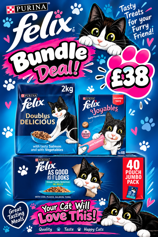 Felix Wet Cat Food, Dry Cat Food & Cat Treats Fish Lovers Bundle