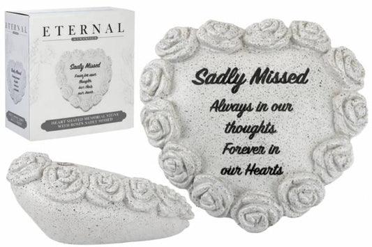 Sadly Missed Heart Memorial Grave Stone Ornament