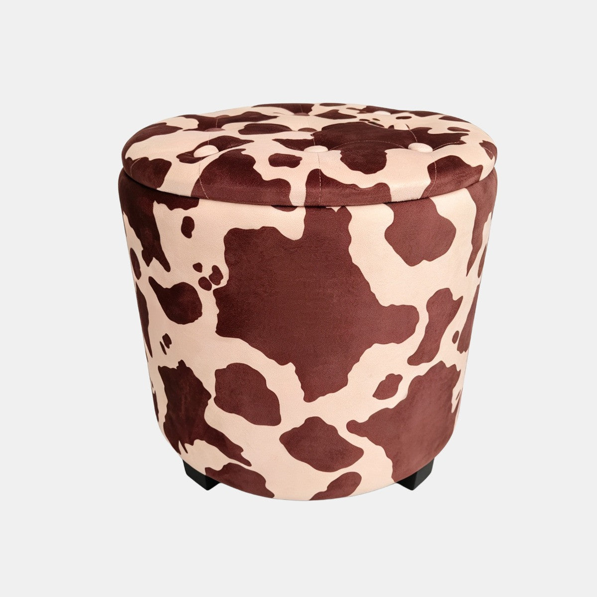 Cow Print Velvet Round Storage Ottoman - Pre-Order Dispatch 10th December