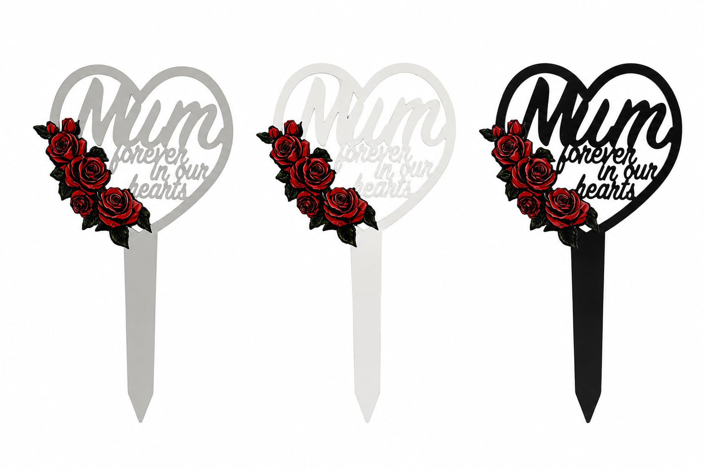 Mum Memorial Heart Stake for Grave – Metal Graveside Remembrance Plaque Outdoor Garden