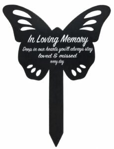 In Loving Memory Memorial Butterfly Stake for Grave – Metal Graveside Memorial Plaque