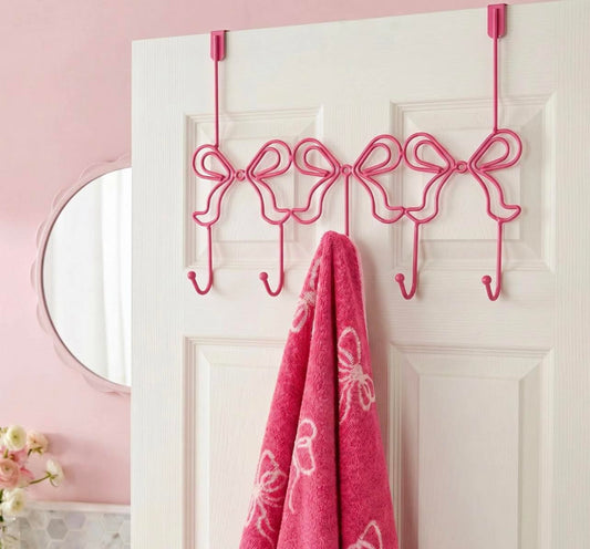 Bow Metal Over Door Hook - Pink