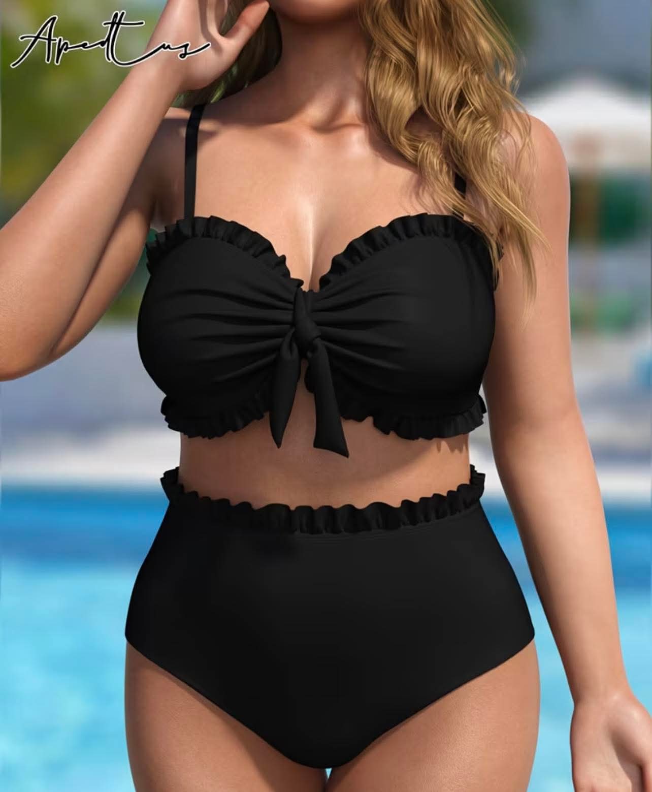Women's Solid Color Bikini Two-Piece Set Plus Size