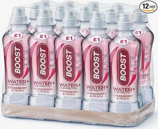 Strawberry & Peach, Zero Sugar, Enhanced Hydration 500ml (Pack of 12)