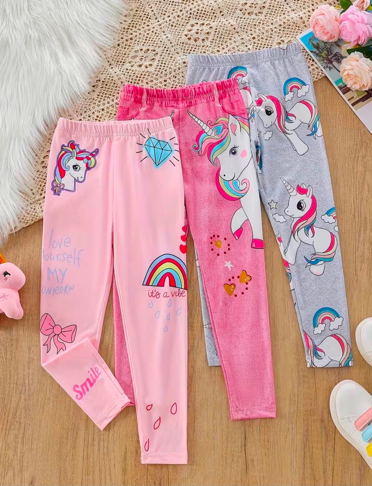 3-Pack Girls' Cute Cartoon Print Leggings