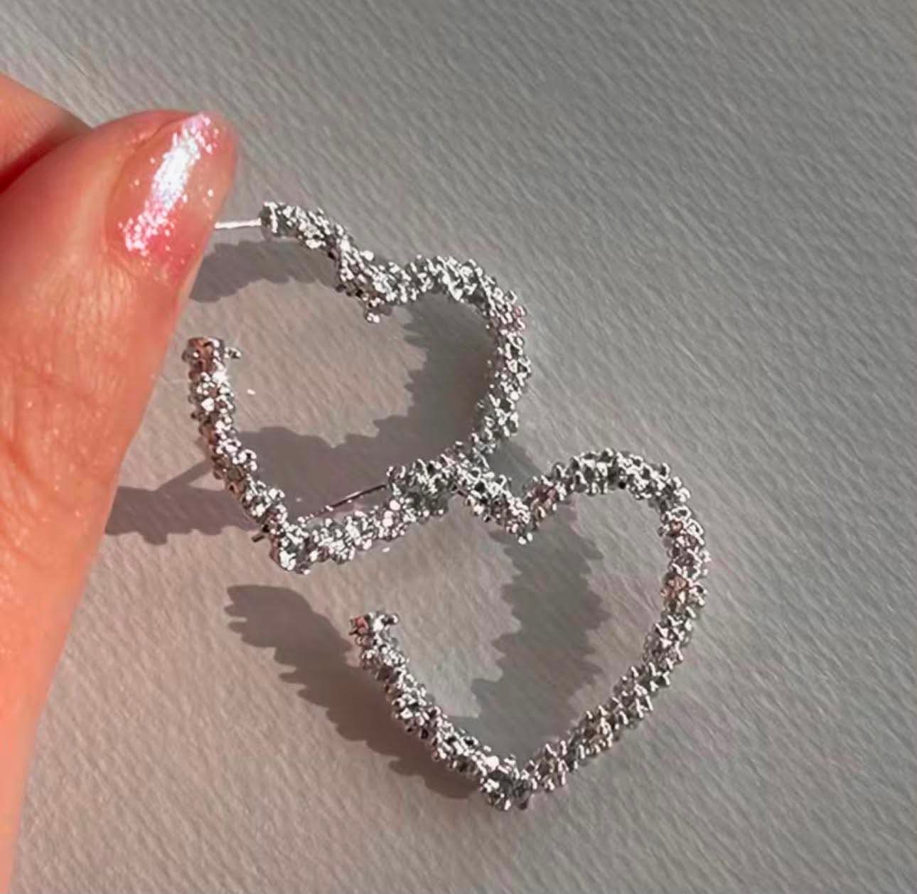 A Pair of Simple Shattered Heart Earrings