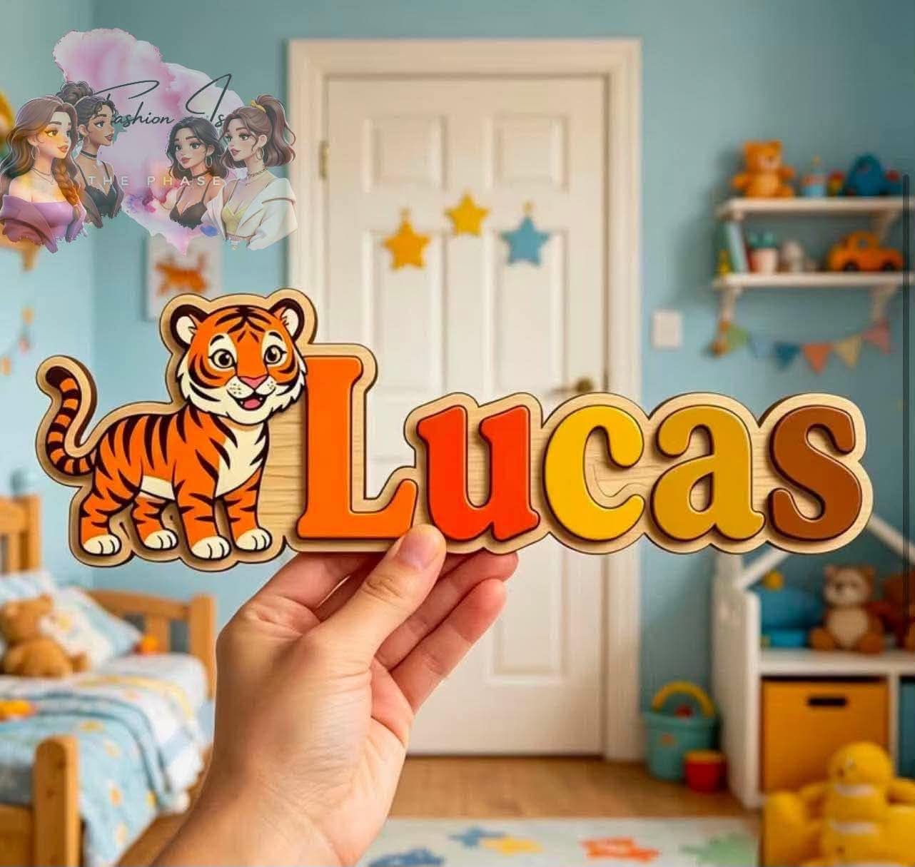 2D Tiger Custom Personalized Name Sign
