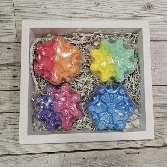 Rainbow Snowflakes Set of 4 Bath Bombs