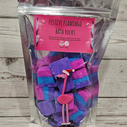 Festive Flamingo Christmas Bath Rocks