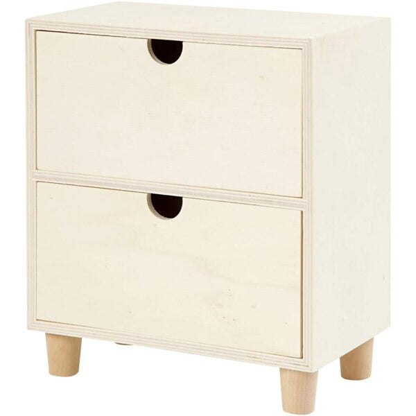 Paint Your Own 2 Drawer Wooden Storage Chest Craft Box