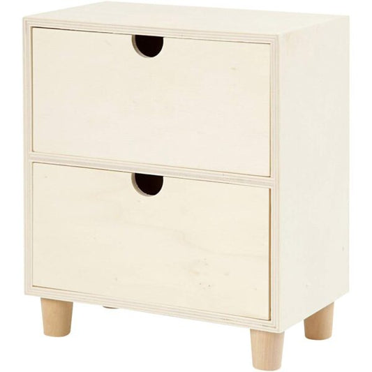 Paint Your Own 2 Drawer Wooden Storage Chest Craft Box