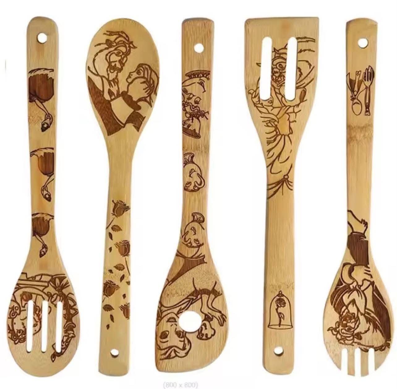 Beauty & The Beast 5pcs Wooden Spoon Set